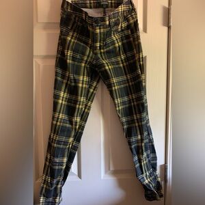 Yellow and Black Punk Style Pants